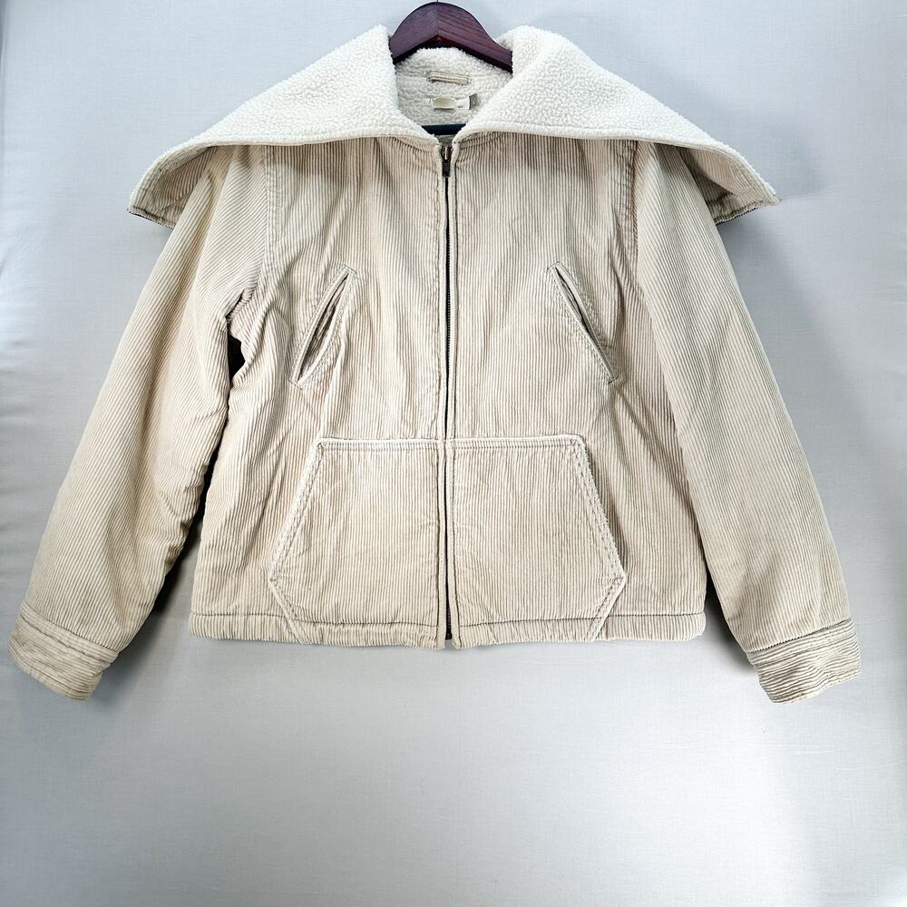J.Crew Mens L Sherpa Lined Corduroy Hooded Workwear American Ranch Style Jacket